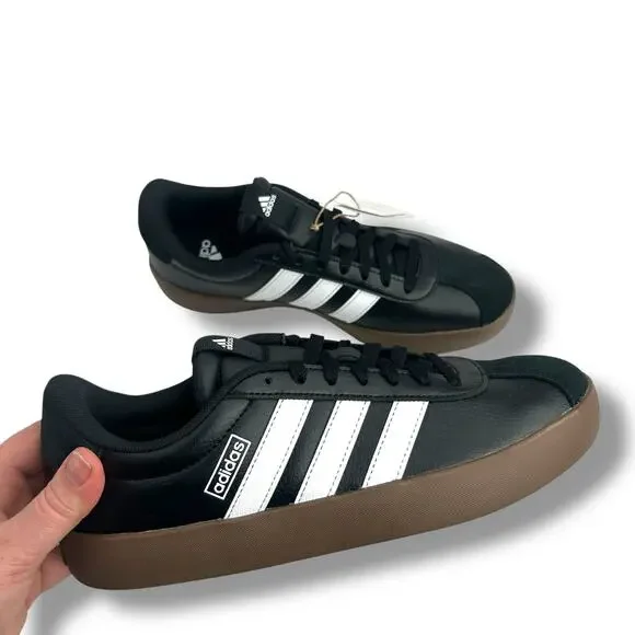 NEW Adidas Women's VL Court 3.0 Sneakers Size 8 Black Leather Low Top Casual - Picture 6 of 13